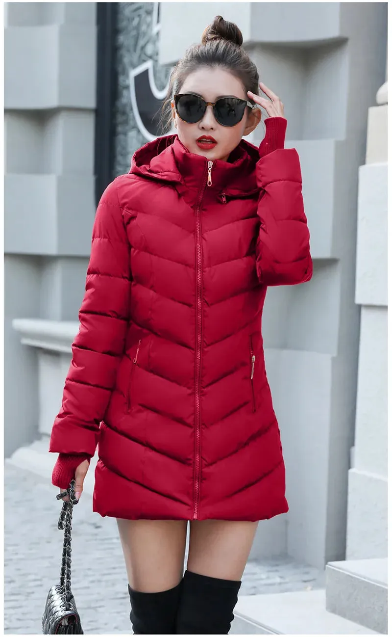 2019 women winter hooded warm coat plus size candy color cotton padded jacket female long parka womens wadded jaqueta feminina