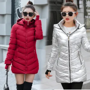 2019 women winter hooded warm coat plus size candy color cotton padded jacket female long parka womens wadded jaqueta feminina