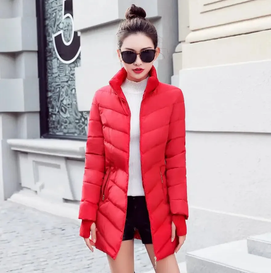 2019 women winter hooded warm coat plus size candy color cotton padded jacket female long parka womens wadded jaqueta feminina