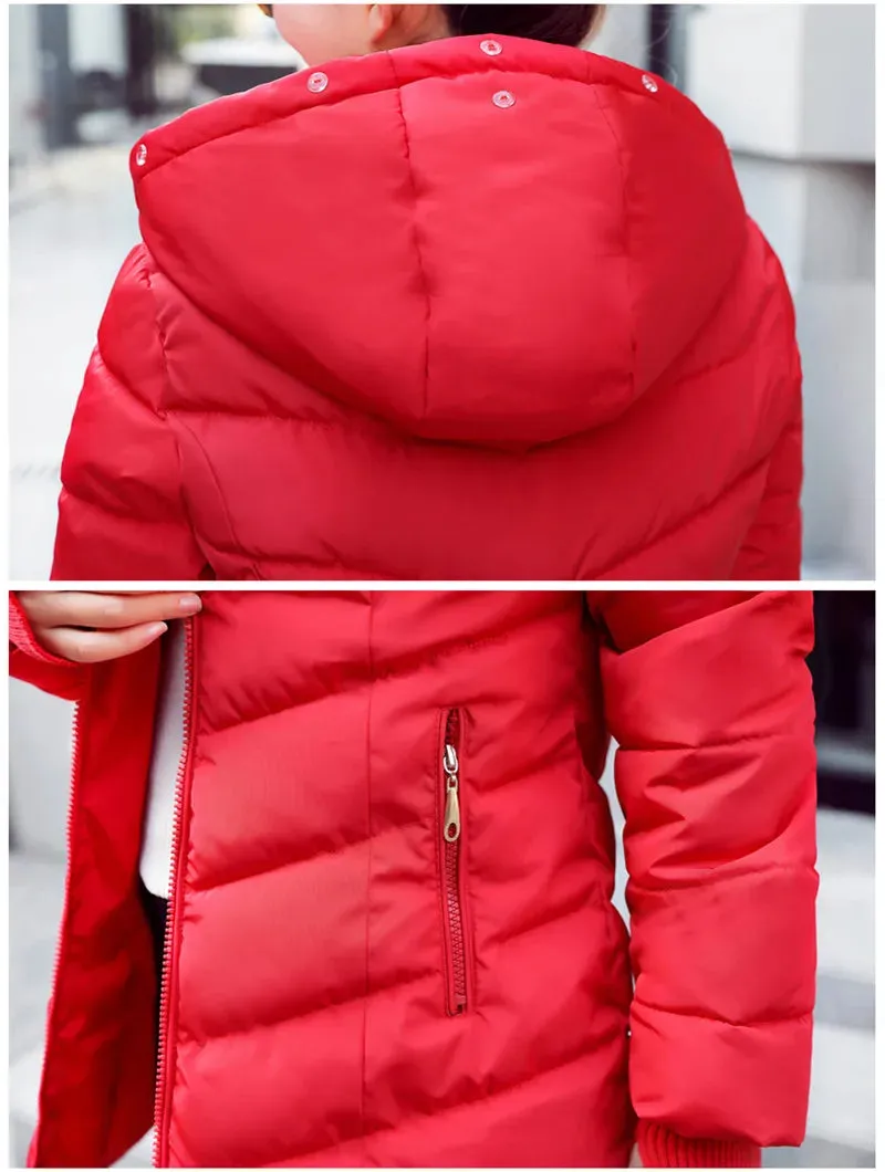 2019 women winter hooded warm coat plus size candy color cotton padded jacket female long parka womens wadded jaqueta feminina