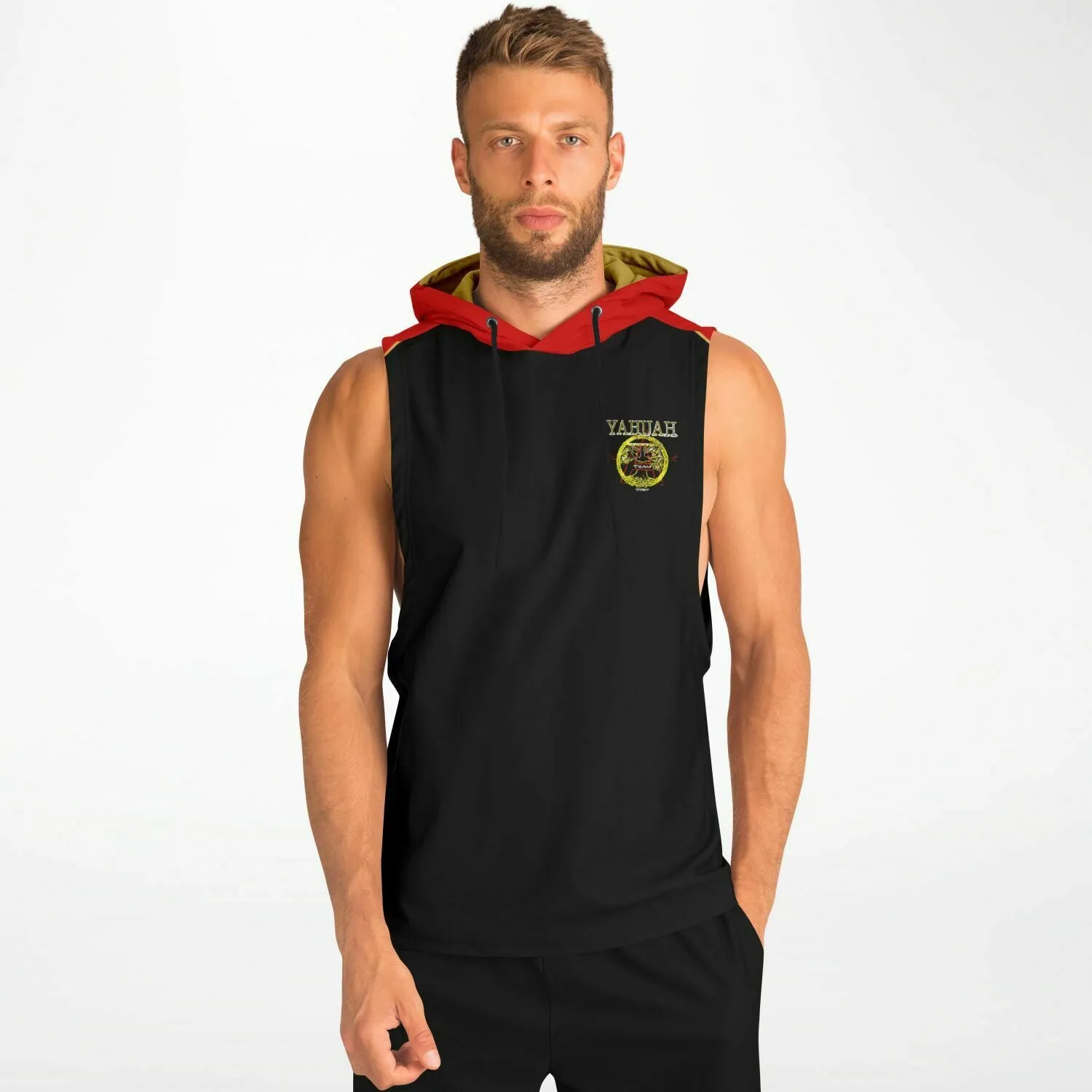 A-Team 01 Red Men's Designer Athletic Sleeveless Drop Armhole Pullover Hoodie