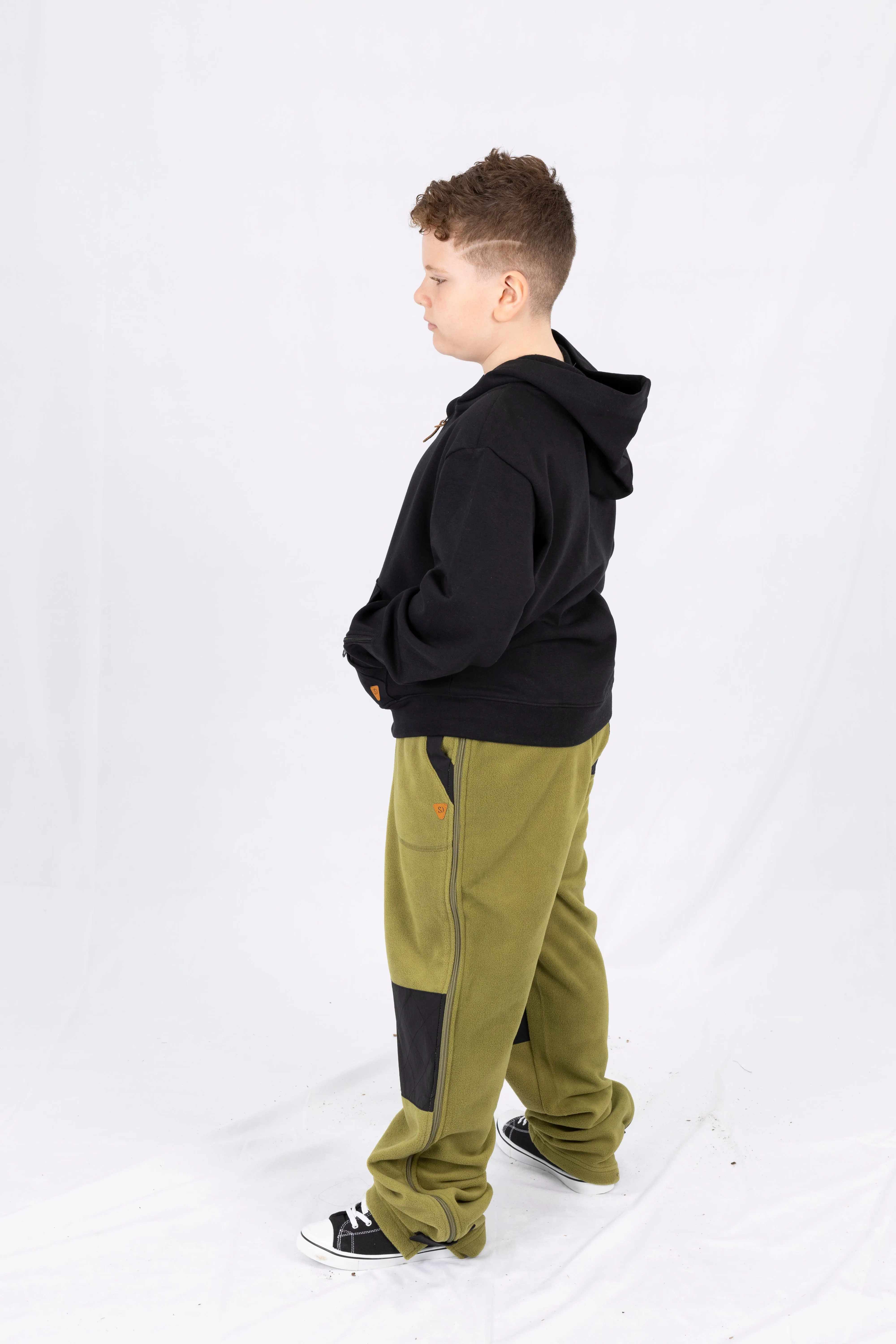 Adaptive Kids Polar Pants, Adjustable Waist, Knee Insert & Full Zipper for Easy Undressing