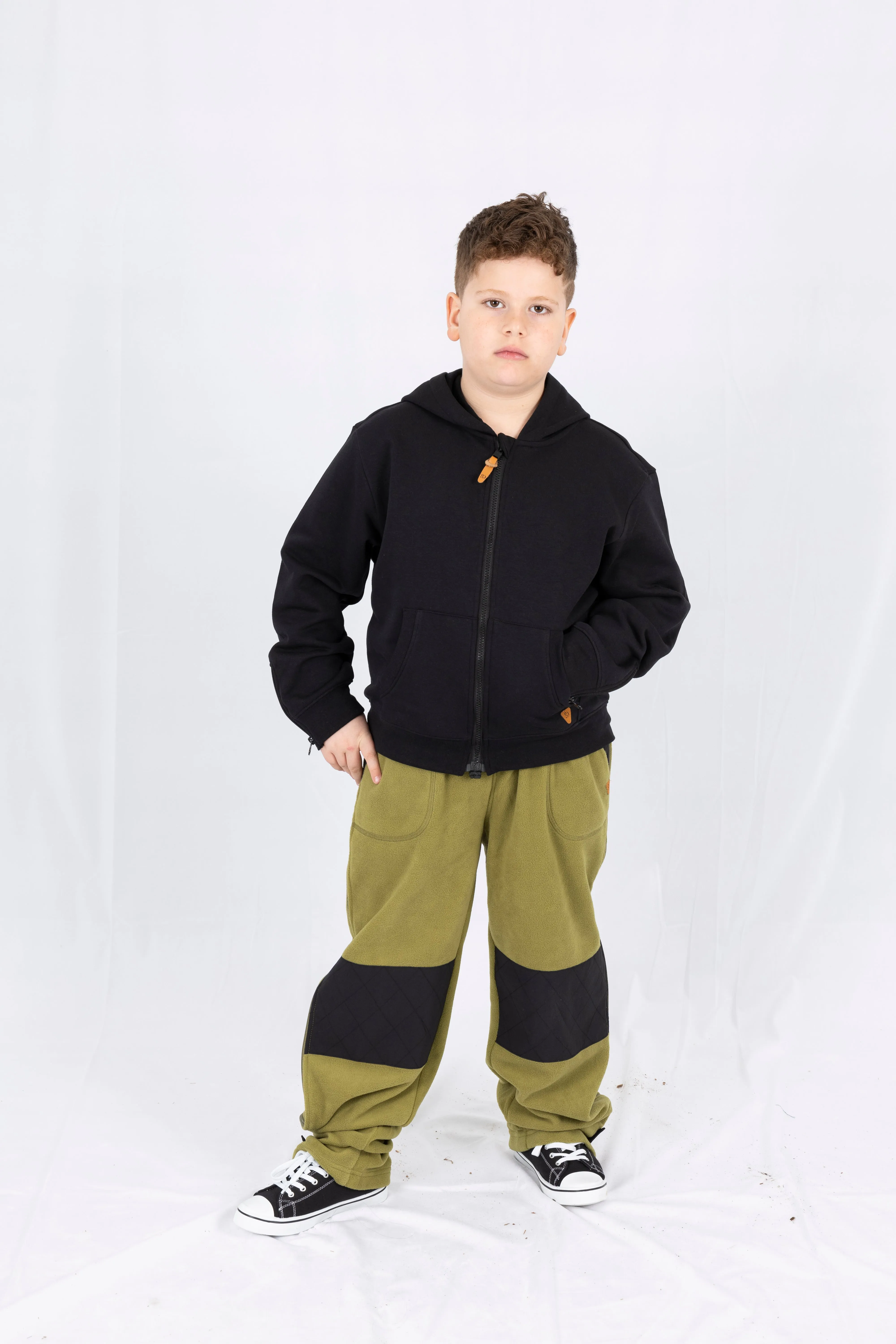 Adaptive Kids Polar Pants, Adjustable Waist, Knee Insert & Full Zipper for Easy Undressing