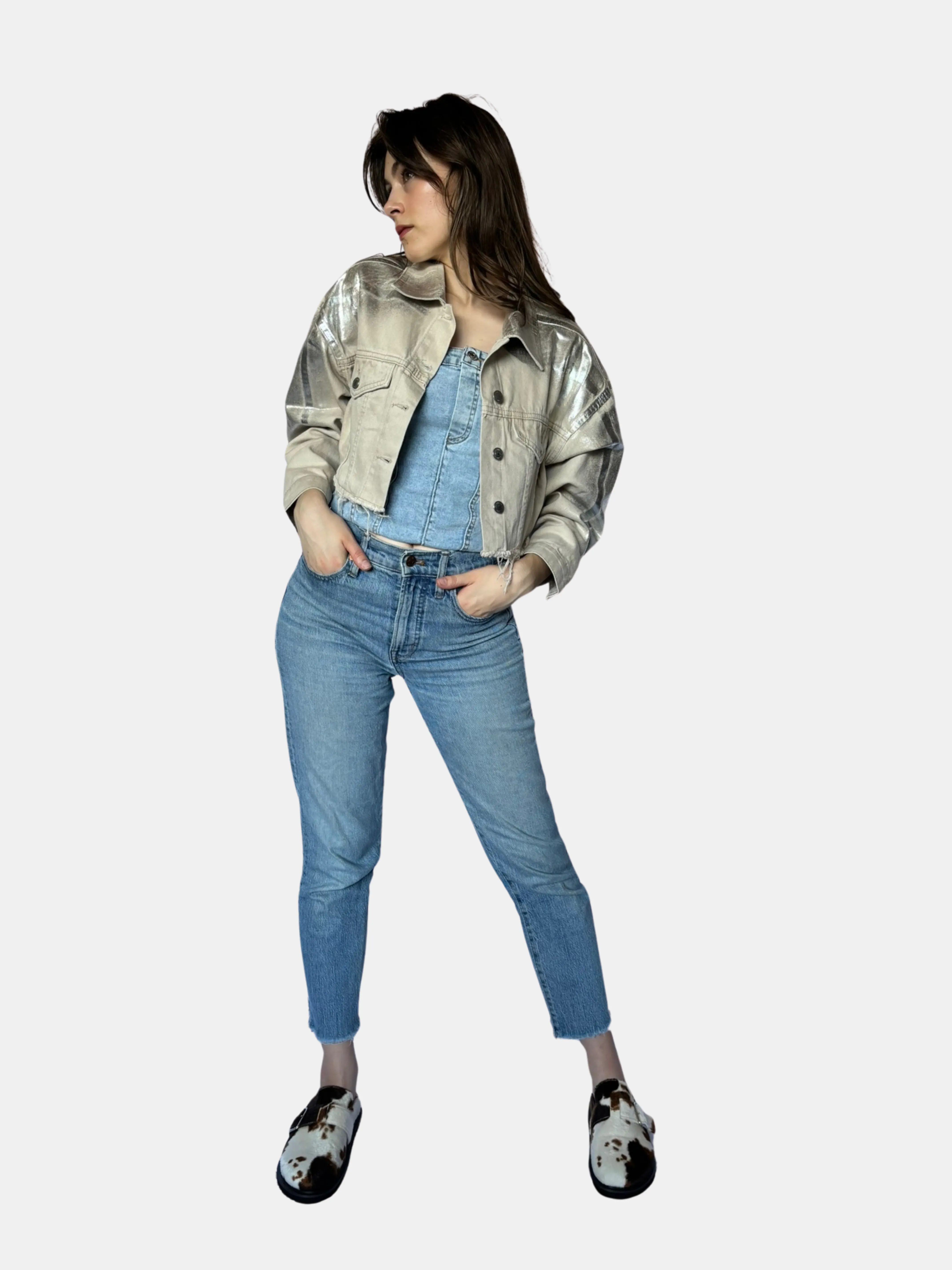 Alia Polished Denim Sand Jacket