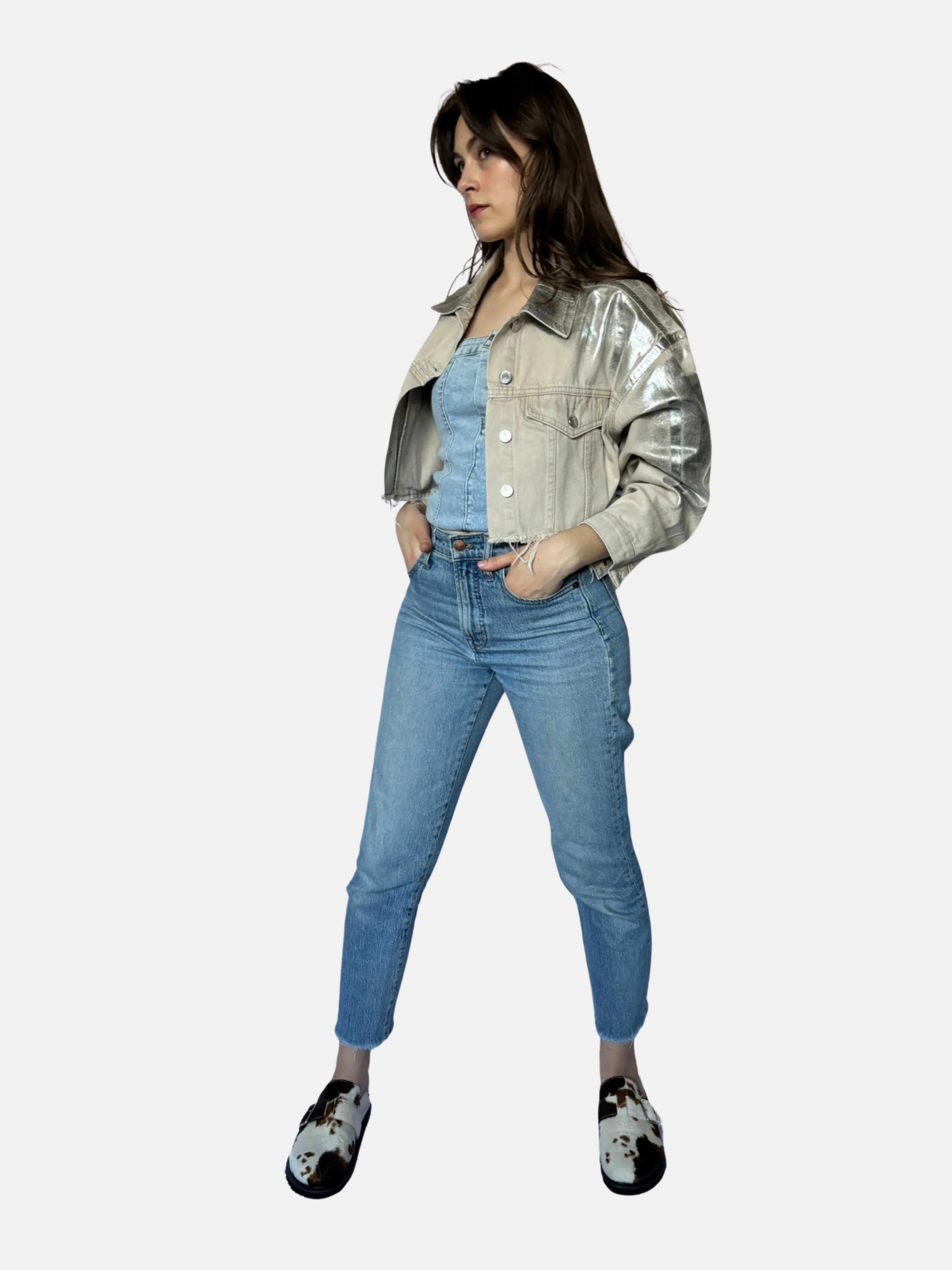 Alia Polished Denim Sand Jacket