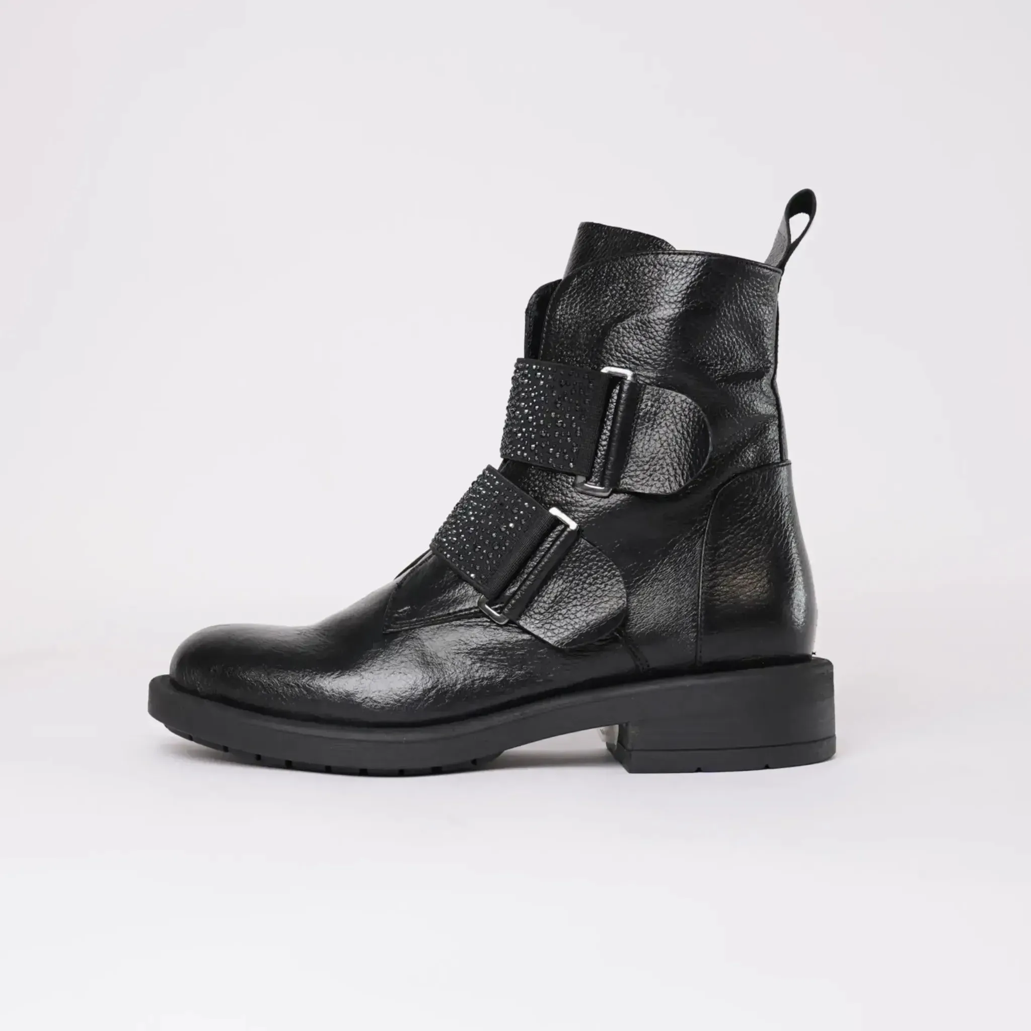 Ariadne Black Leather Ankle Boots