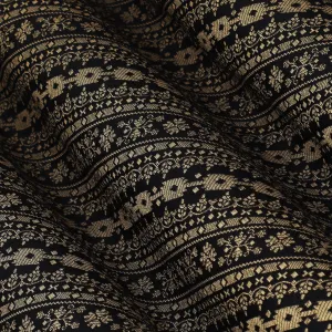 Black Color Pauri Brocade Fabric