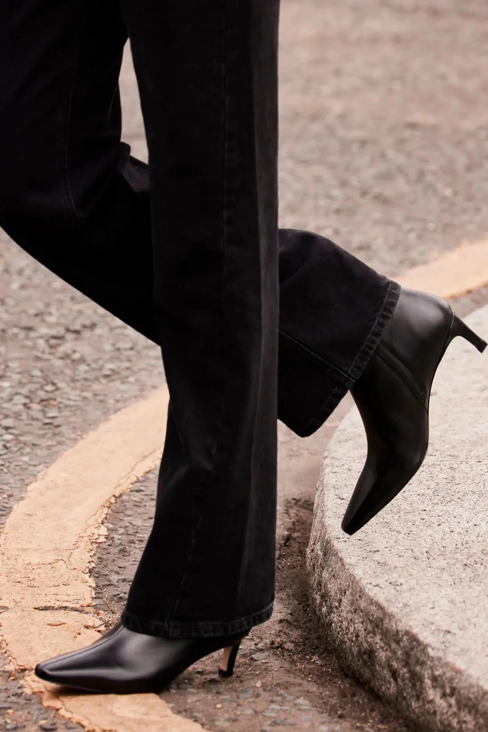 Black Leather Ankle Boots