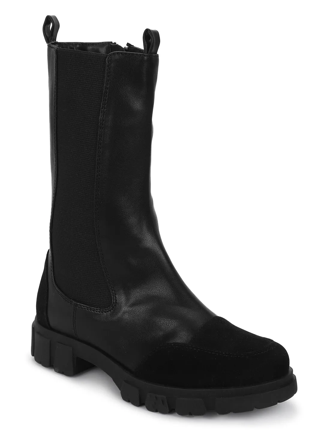 Black PU Kitten Ankle Boots (TC-ST-1313-BLKPU)