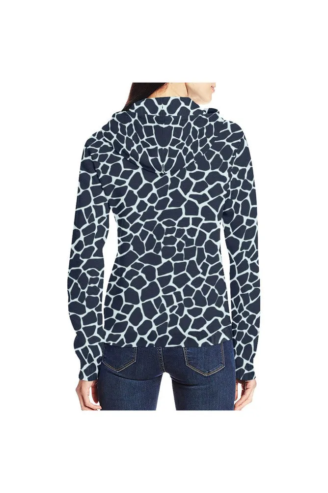 Blue Giraffe Full Zip Hoodie for Women