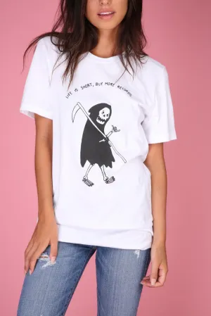 Buy More Records Grim Reaper White Graphic Unisex Tee