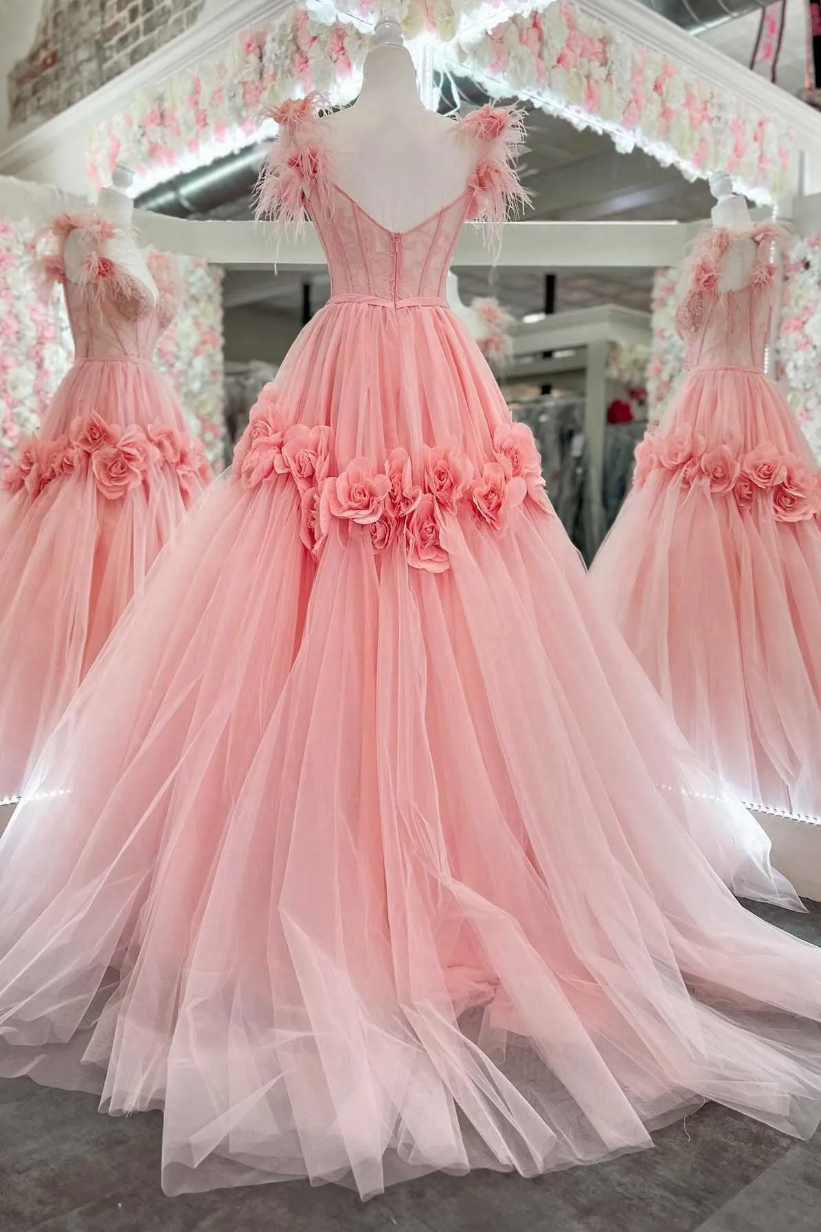 Cali |Princess A-Line Off the Shoulder Lace Tulle Prom Dress