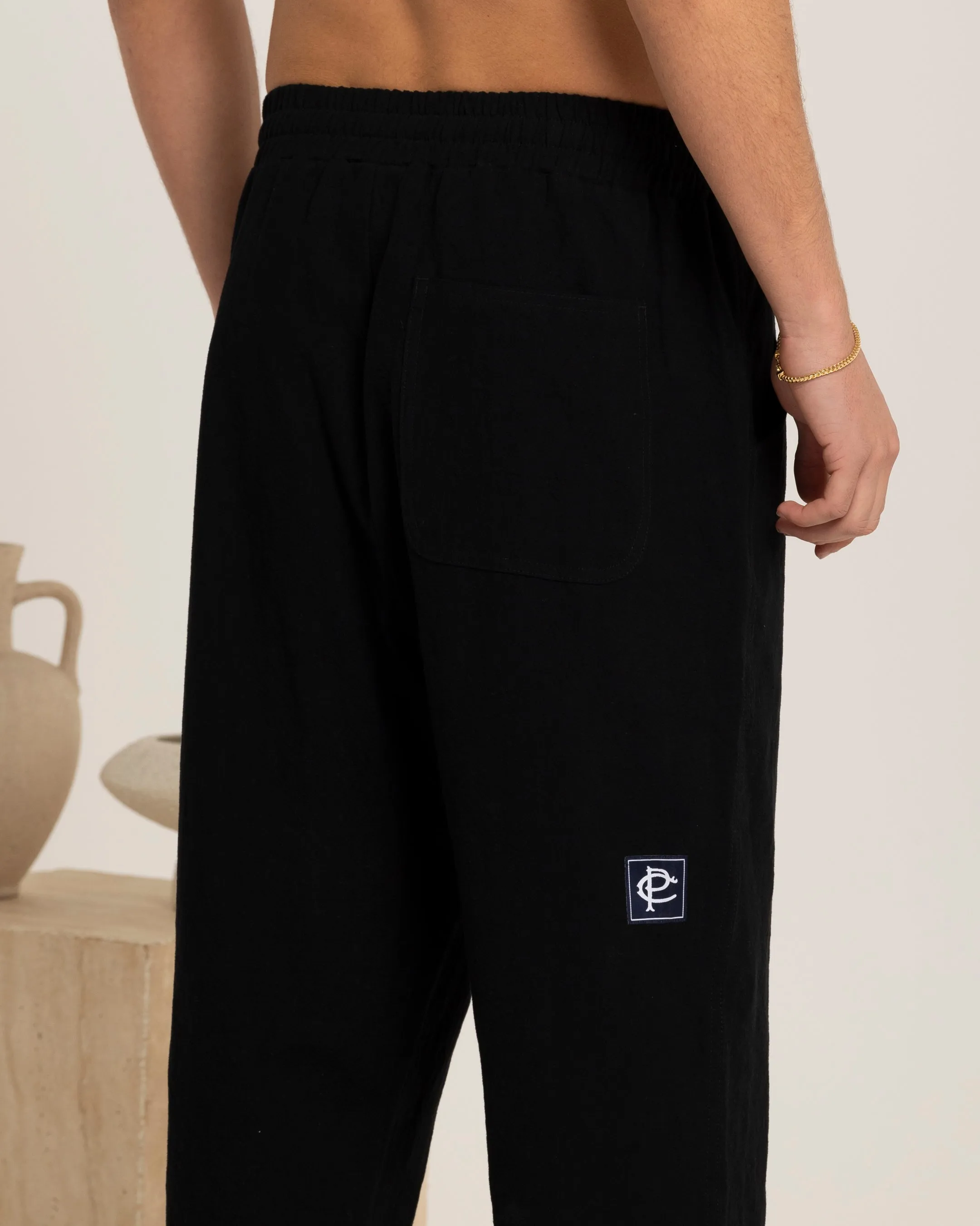 Carre Luxe Linen Pants Black