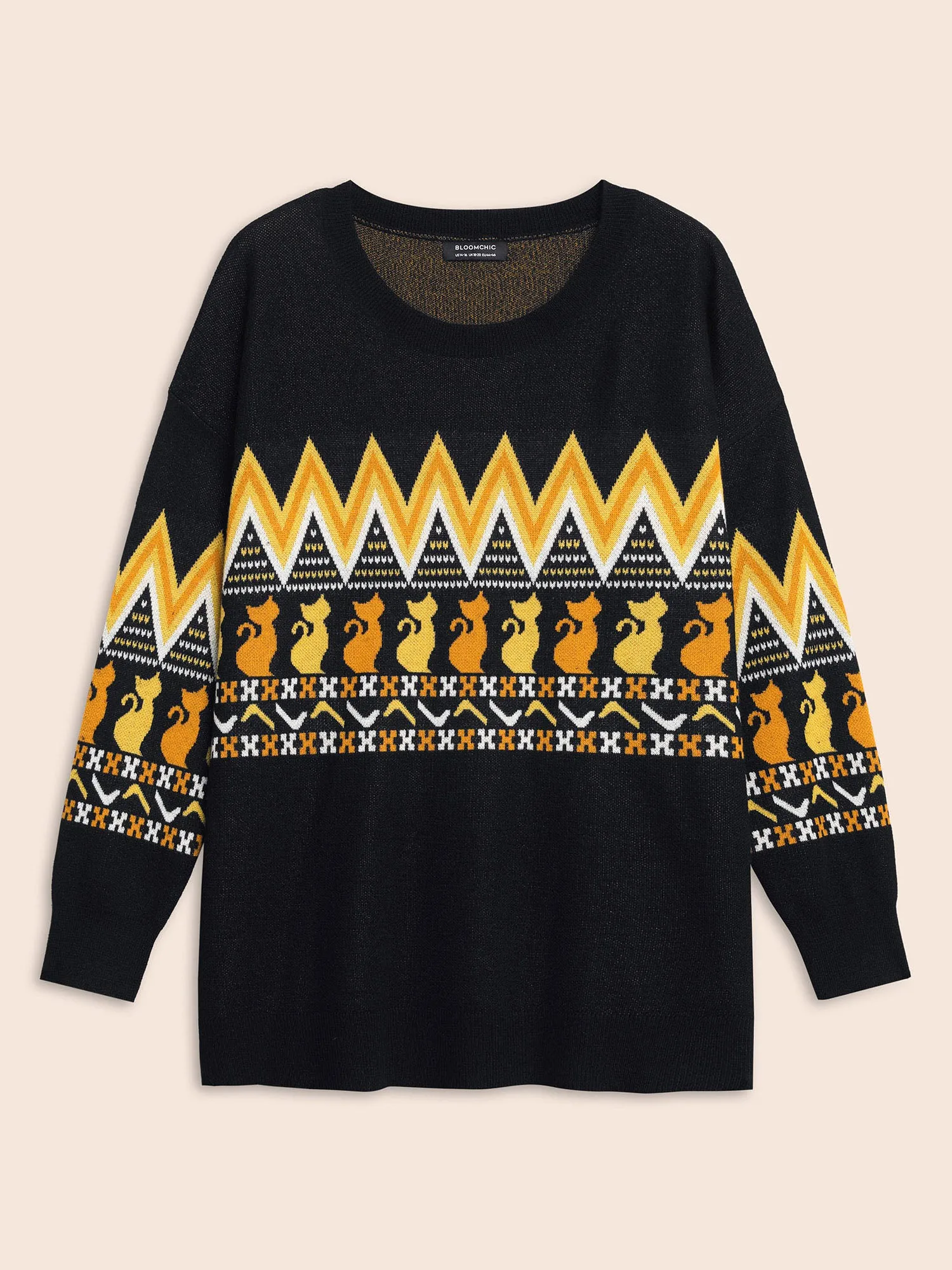 Cat Printed Jacquard Fair Isle Pullover