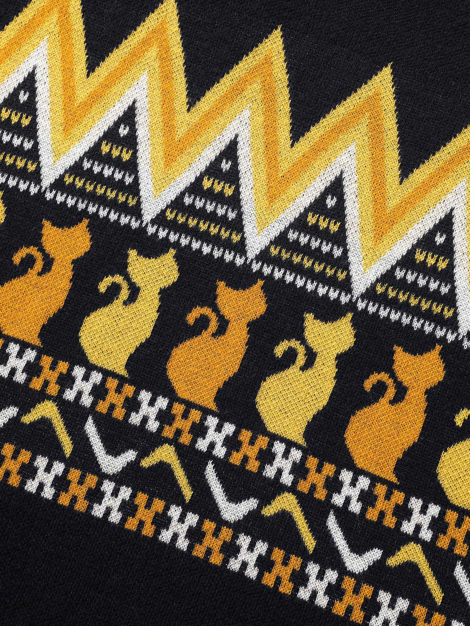 Cat Printed Jacquard Fair Isle Pullover