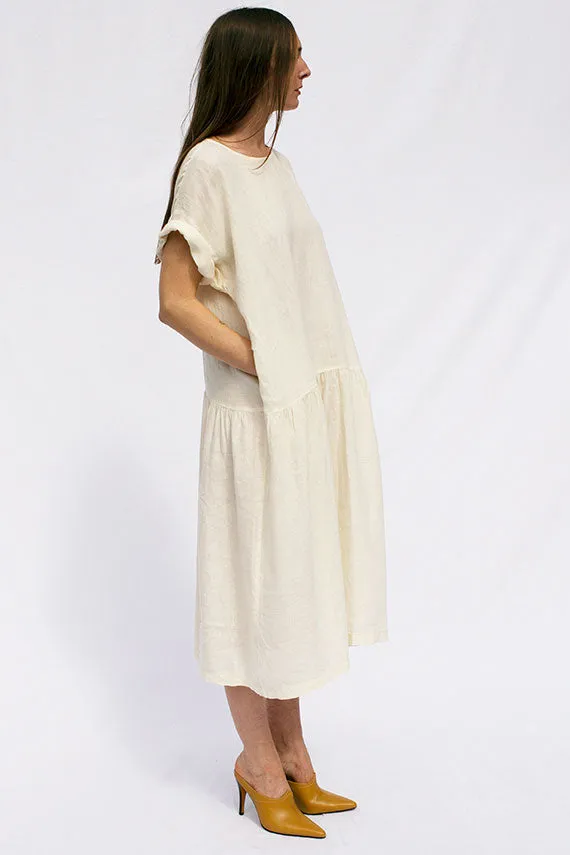 Cream Linen Easy Dress