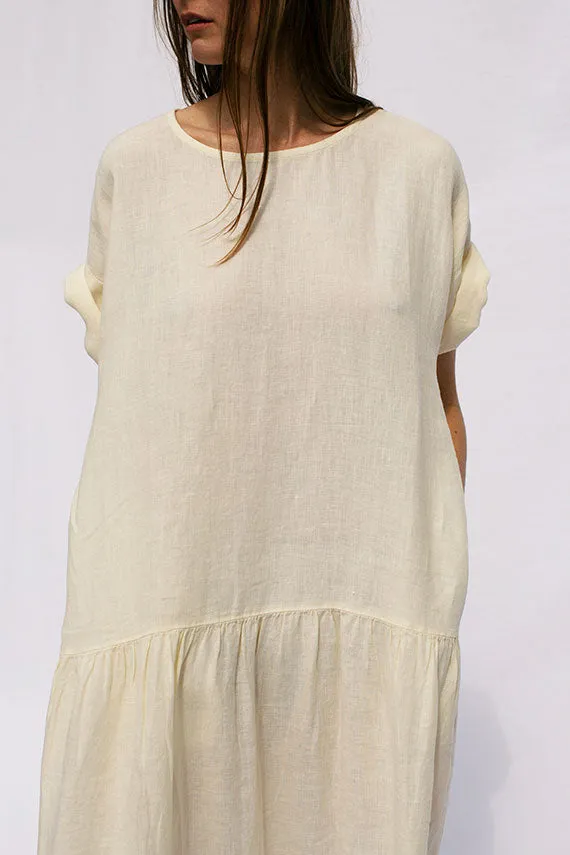 Cream Linen Easy Dress