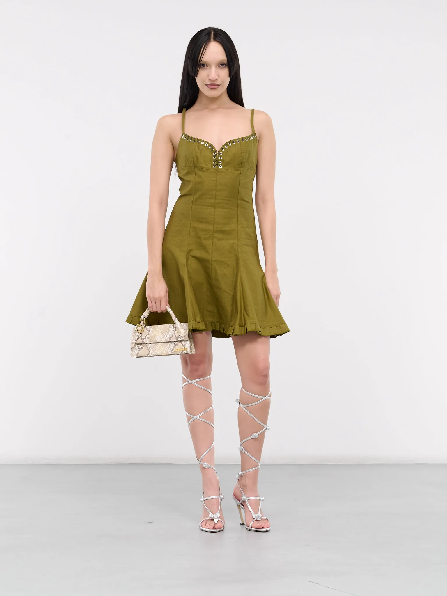 Easy Cleavage Dress (DR017-W-CO0005-OLIVE-GREEN)