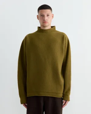 Felted Guernsey Jumper in Fresh Olive