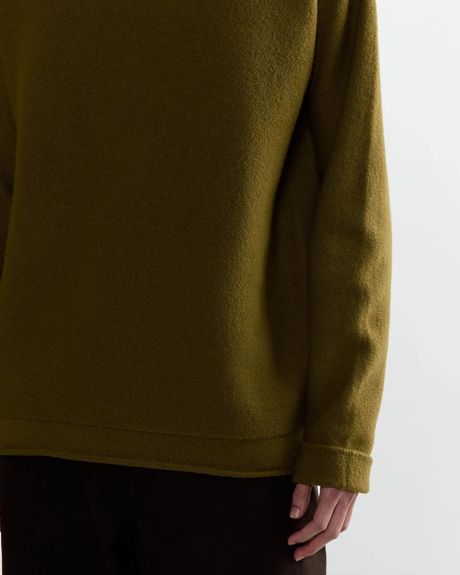 Felted Guernsey Jumper in Fresh Olive