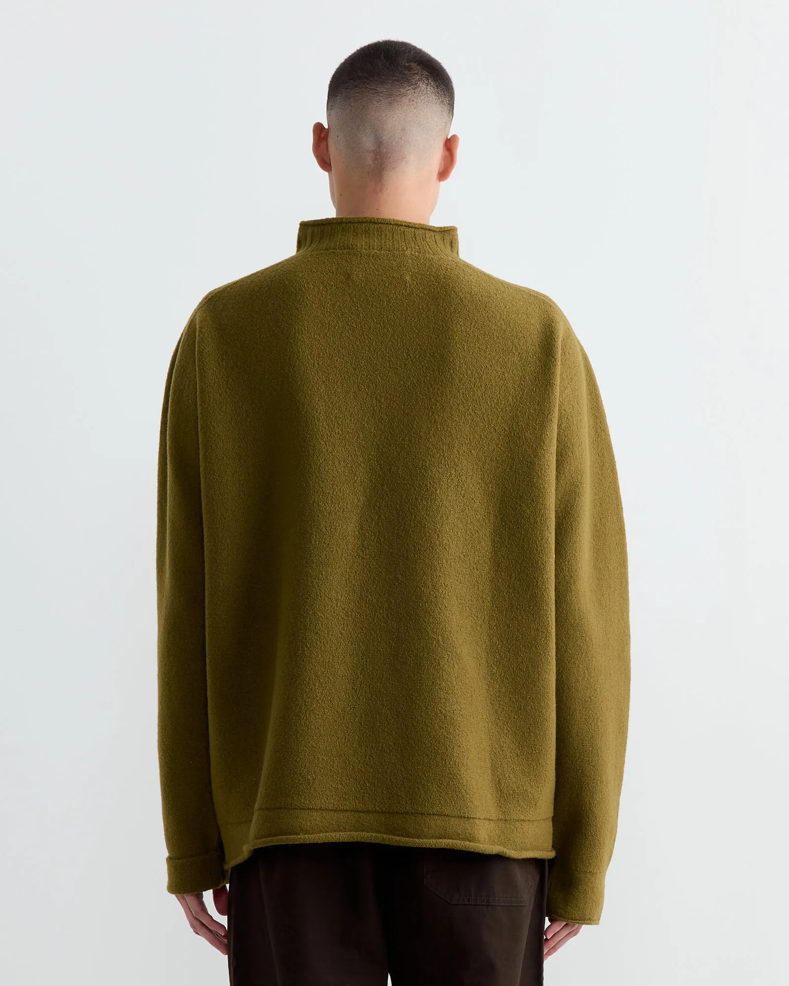 Felted Guernsey Jumper in Fresh Olive