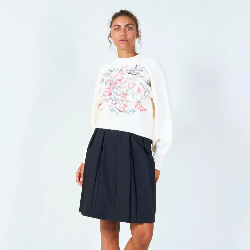 Floral embroidered knit sweater wholesale