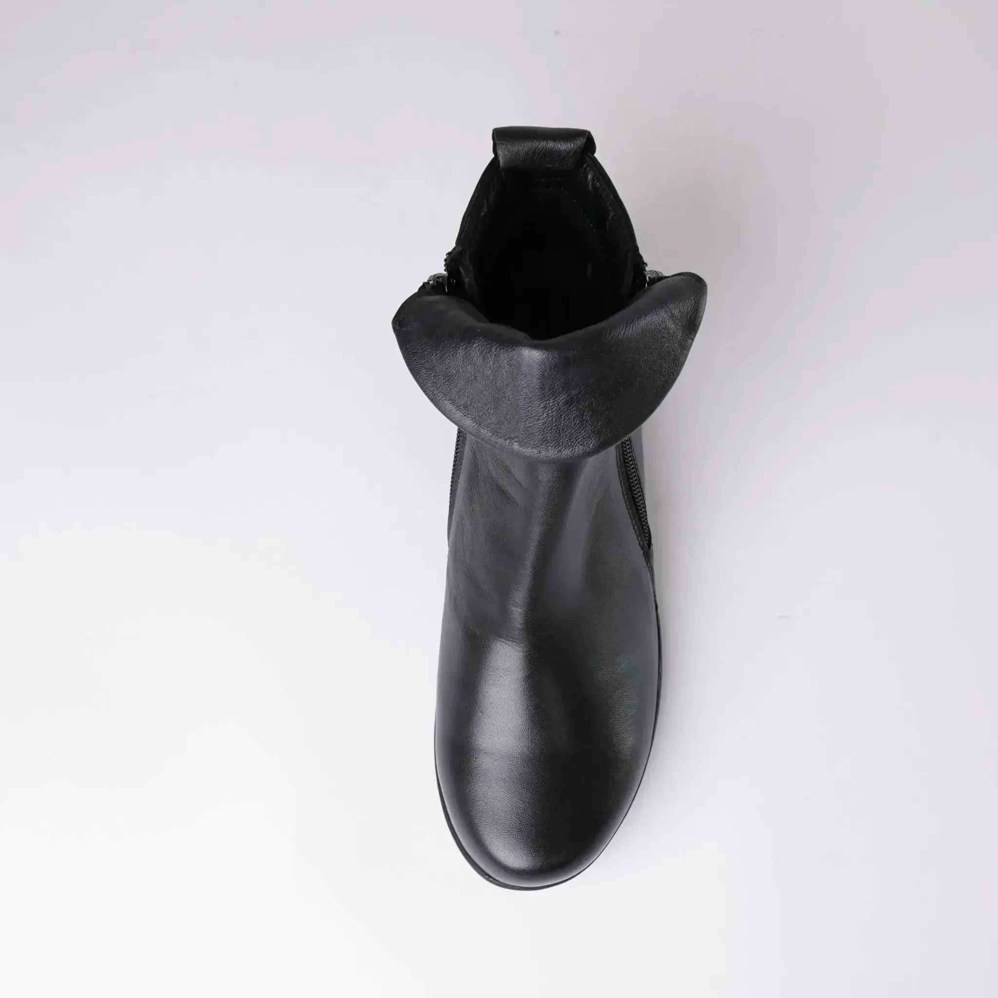 Forest Black Leather Ankle Boots