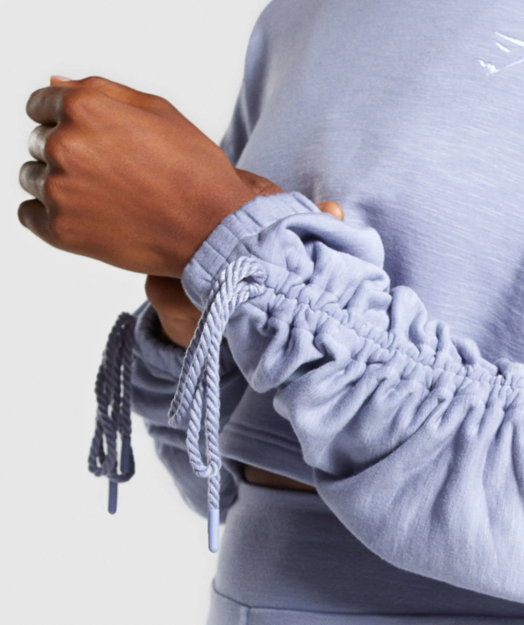 Gymshark Ruched Cropped Hoodie - Steel Blue