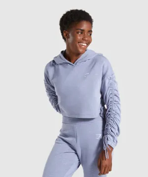 Gymshark Ruched Cropped Hoodie - Steel Blue