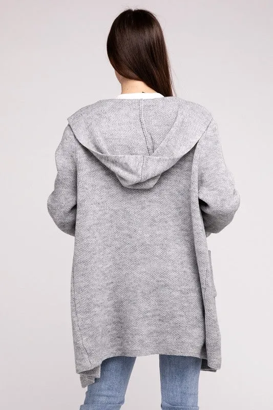 Hanna Hooded Open Front Sweater Cardigan