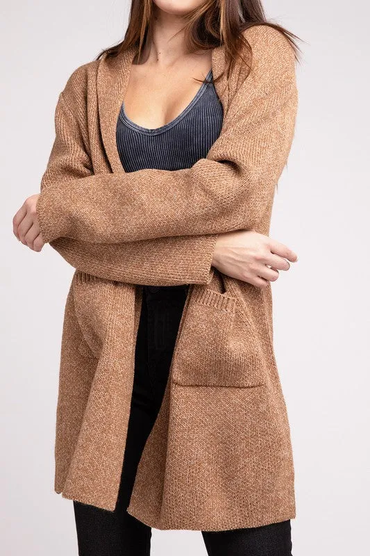 Hanna Hooded Open Front Sweater Cardigan