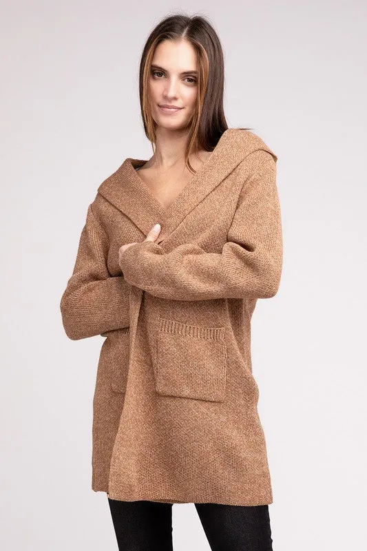 Hanna Hooded Open Front Sweater Cardigan