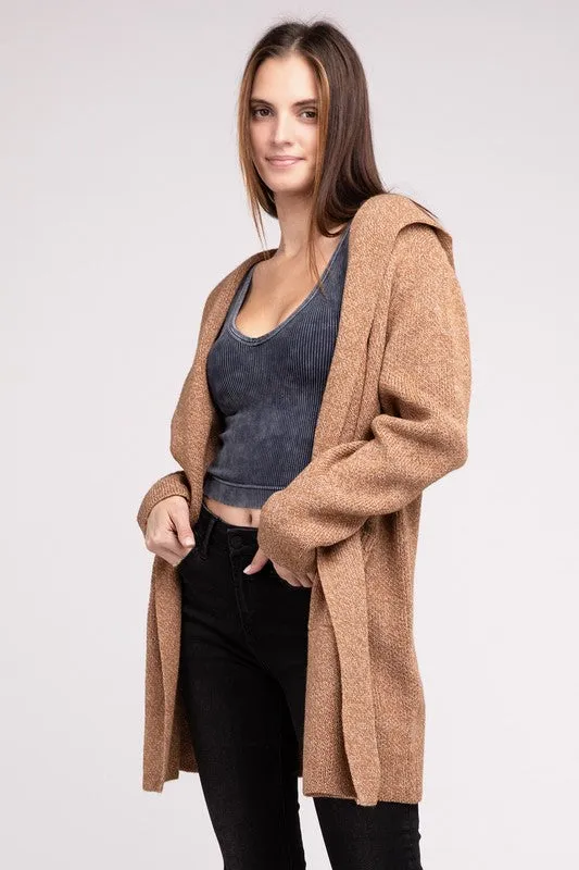 Hanna Hooded Open Front Sweater Cardigan