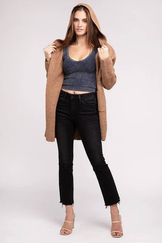 Hanna Hooded Open Front Sweater Cardigan