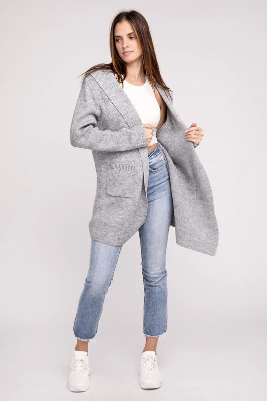 Hanna Hooded Open Front Sweater Cardigan