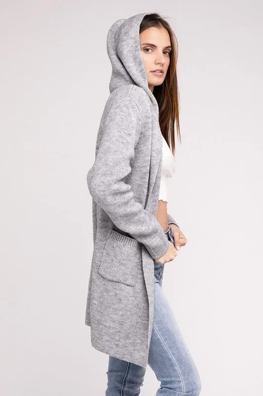 Hanna Hooded Open Front Sweater Cardigan