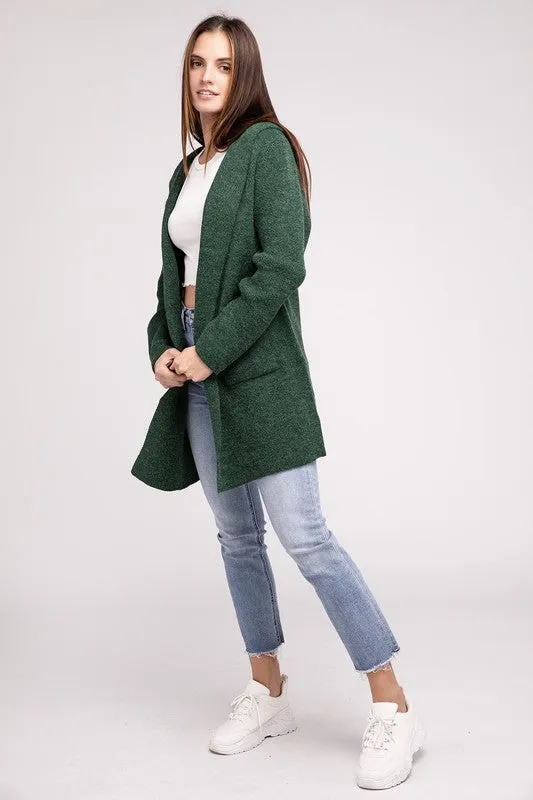 Hanna Hooded Open Front Sweater Cardigan