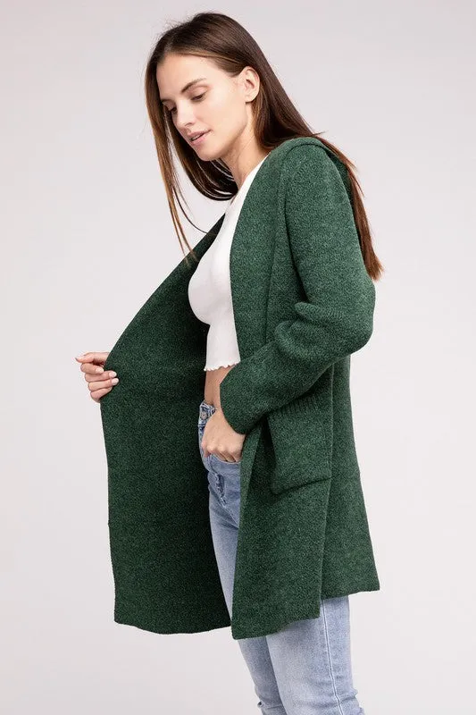 Hanna Hooded Open Front Sweater Cardigan