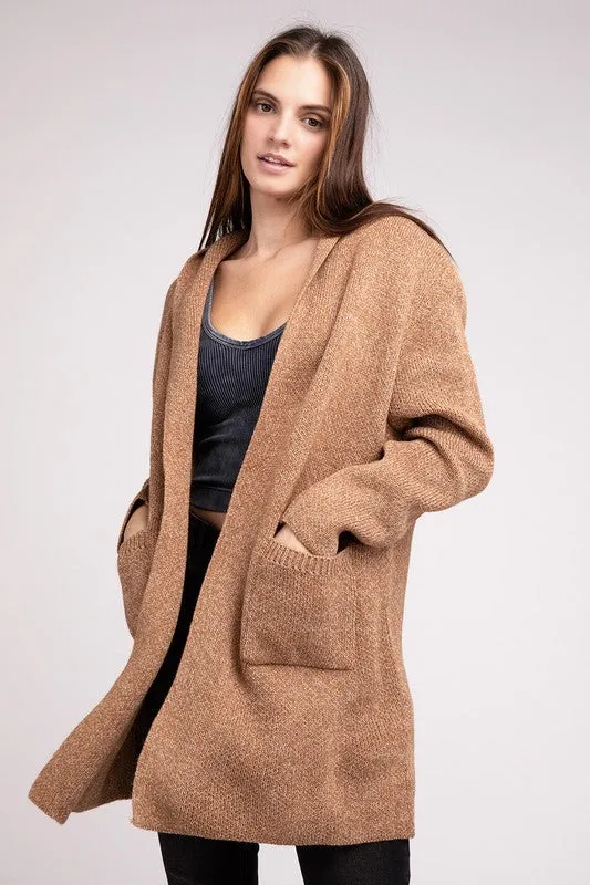 Hanna Hooded Open Front Sweater Cardigan