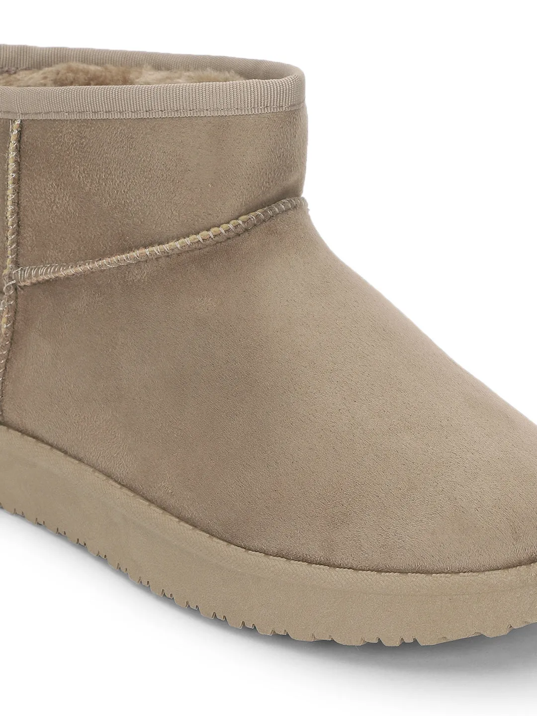 Khaki Suede Winter Stylish Low Ankle Boots (TC-RS3683L-KHA)