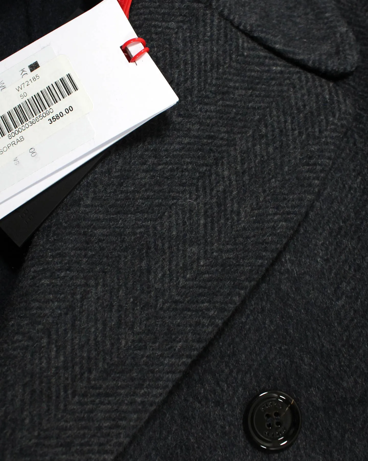 Kired Cashmere Coat Dark Blue Gray Herringbone Double Breasted Overcoat EU 50 / M