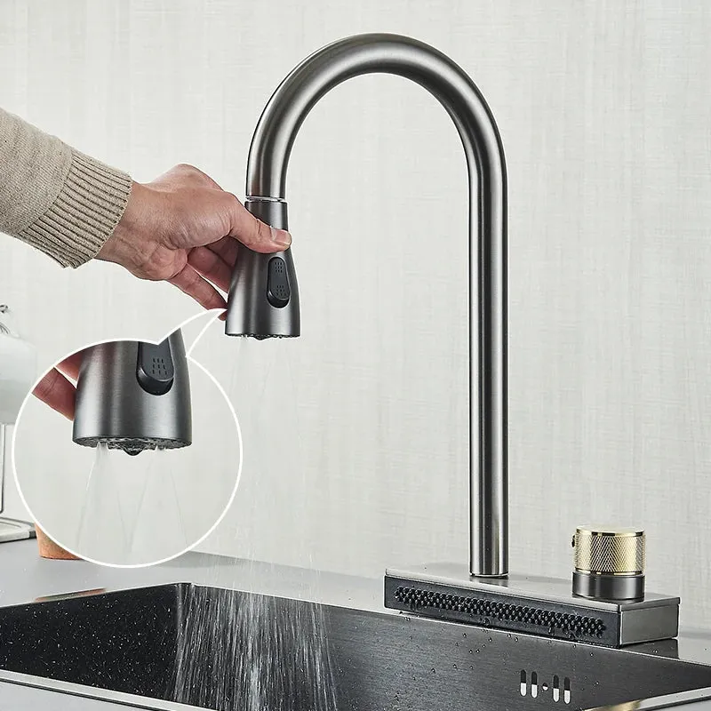 Kitchen Faucet Flexible Pull Out 3 Way Sprayer Gourmet Kitchen Faucet