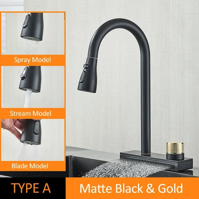 Kitchen Faucet Flexible Pull Out 3 Way Sprayer Gourmet Kitchen Faucet