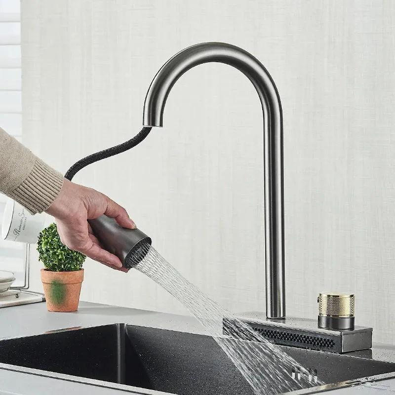 Kitchen Faucet Flexible Pull Out 3 Way Sprayer Gourmet Kitchen Faucet