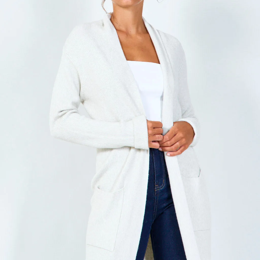 Long open-front cardigan with pockets wholesale