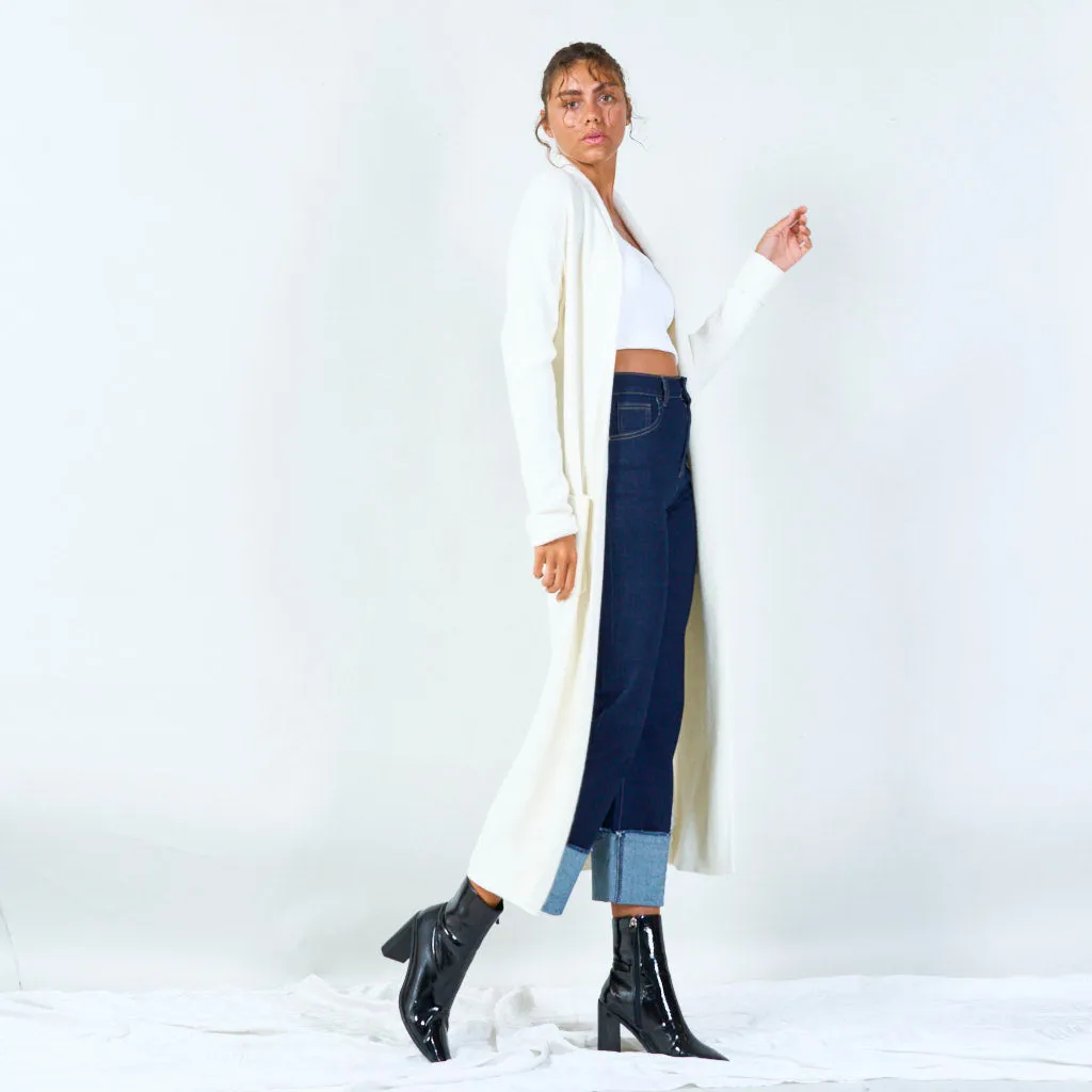 Long open-front cardigan with pockets wholesale