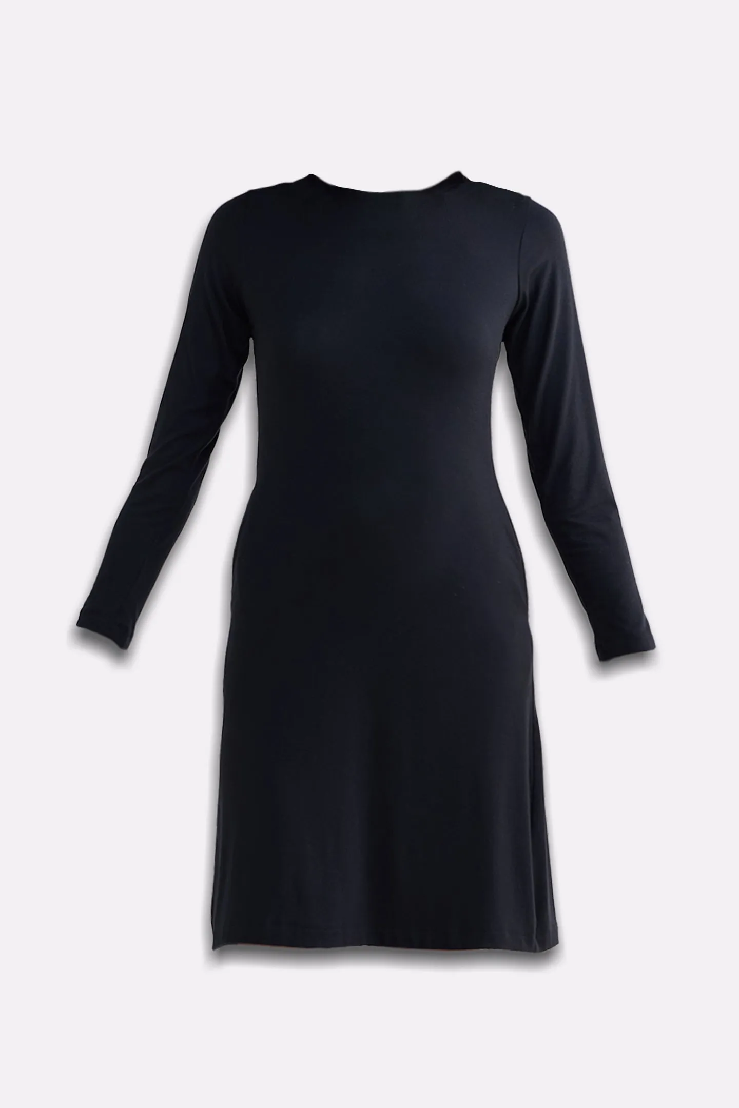 Long Sleeves Fitted Short Dress in Black