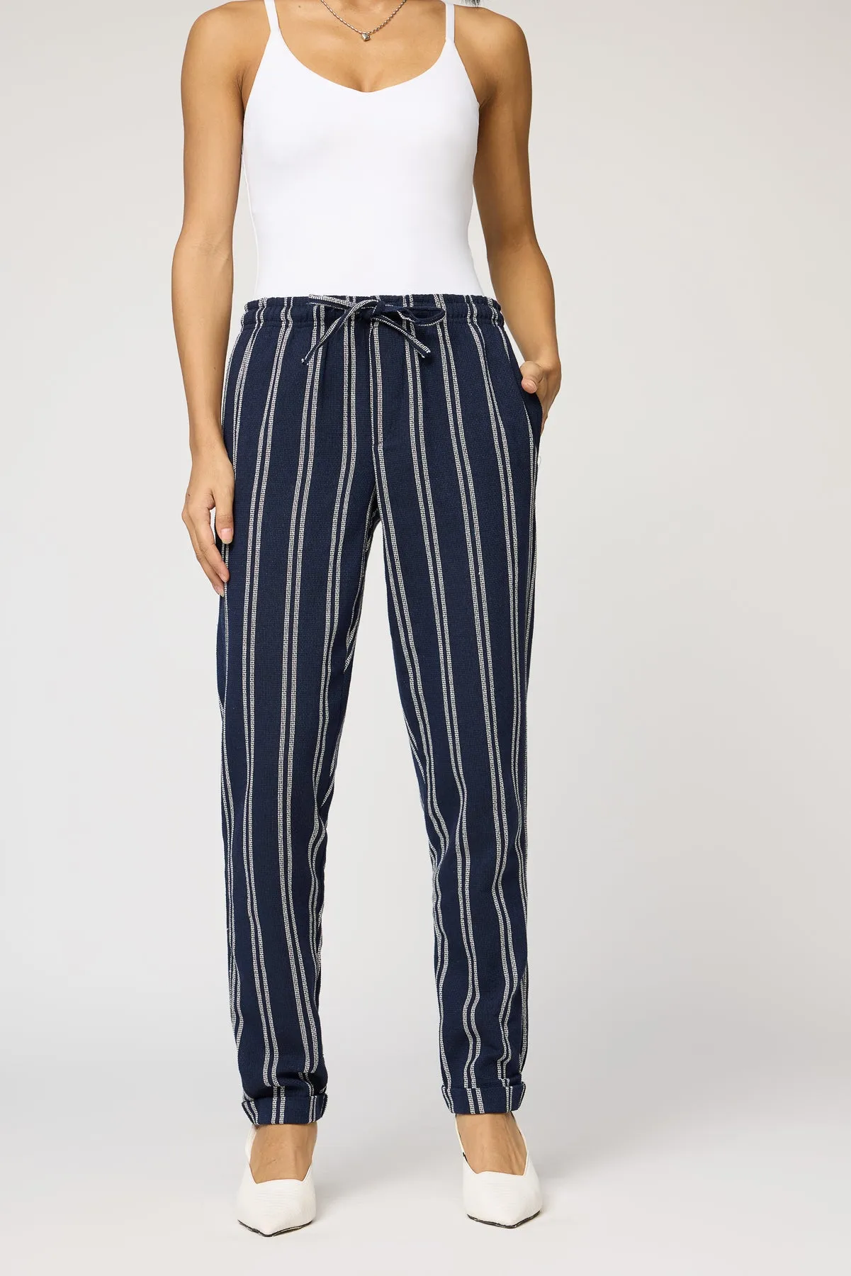 Maritime Navy and White Stripe Pants