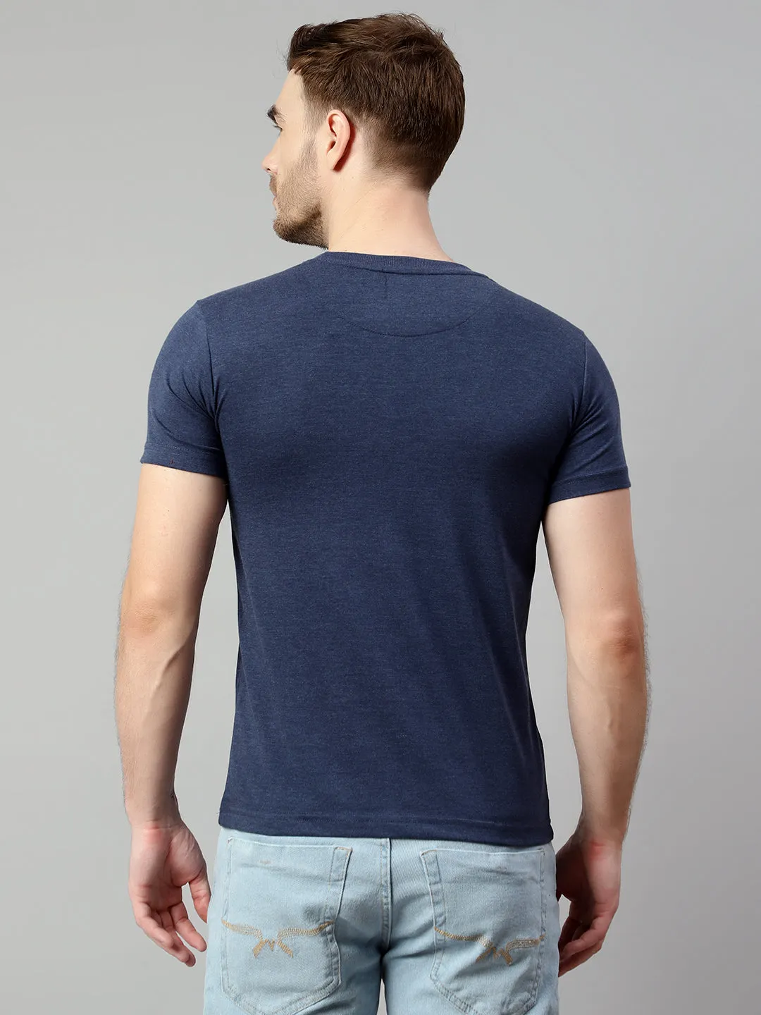 Men Blue Melange T-Shirt