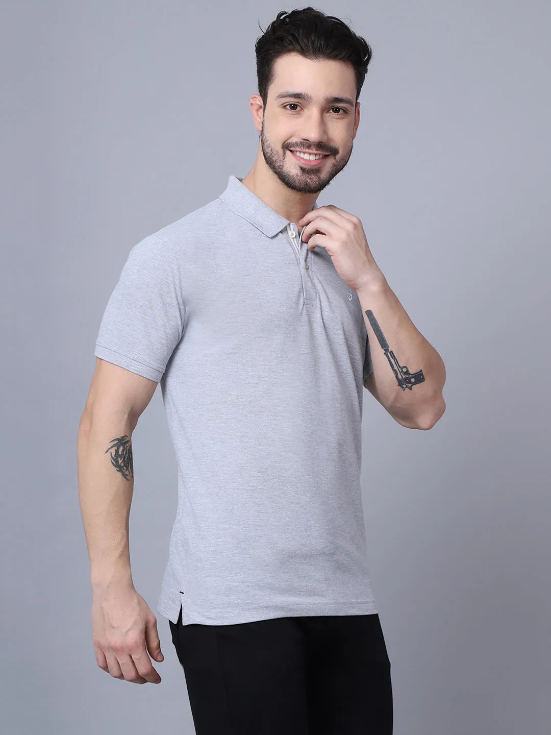 Mens Grey Melange T-Shirt